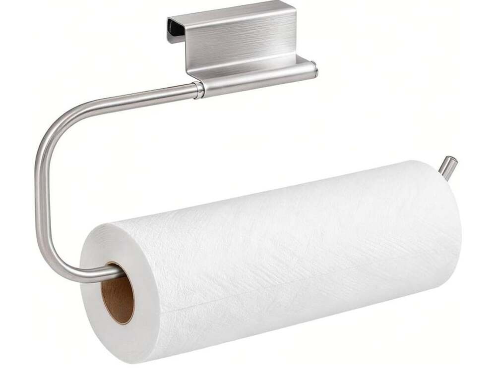 Over Cabinet Door Paper Towel Holder Brushed Steel